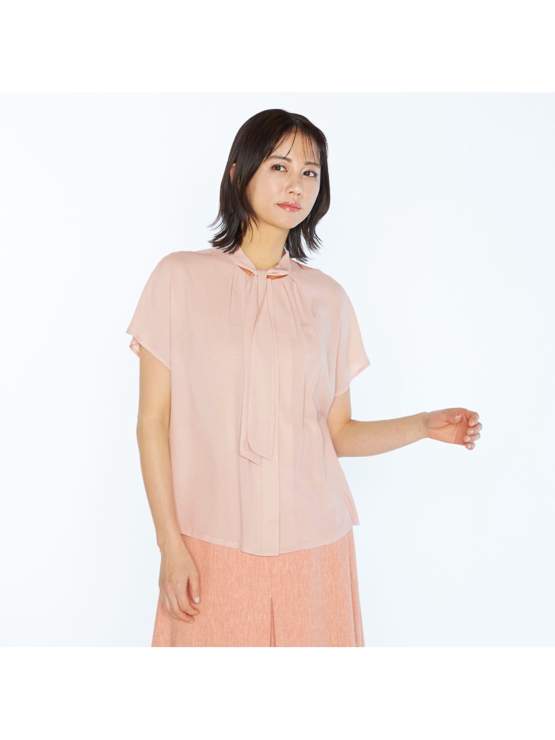 【SALE／50%OFF】ソフトツイルボータイブラウス SCAPA スキャパ トップス シャツ・ブラウス ピンク ホワイト【RBA_E】【送料無料】[ Fashion]