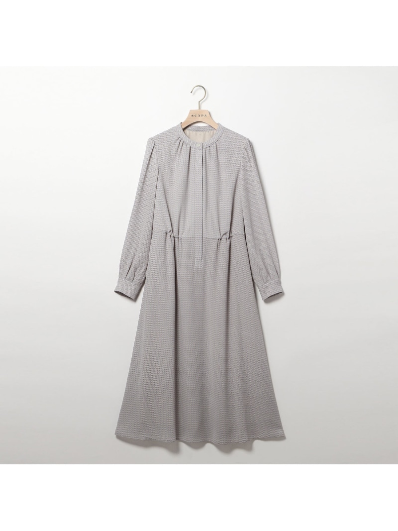 【SALE／67%OFF】ジオメトリックワンピース SCAPA スキャパ 衣装・御召しもの 御召しもの ベージュ 黒いこと【RBA_E】【貨物輸送無料】[ Fashion]
