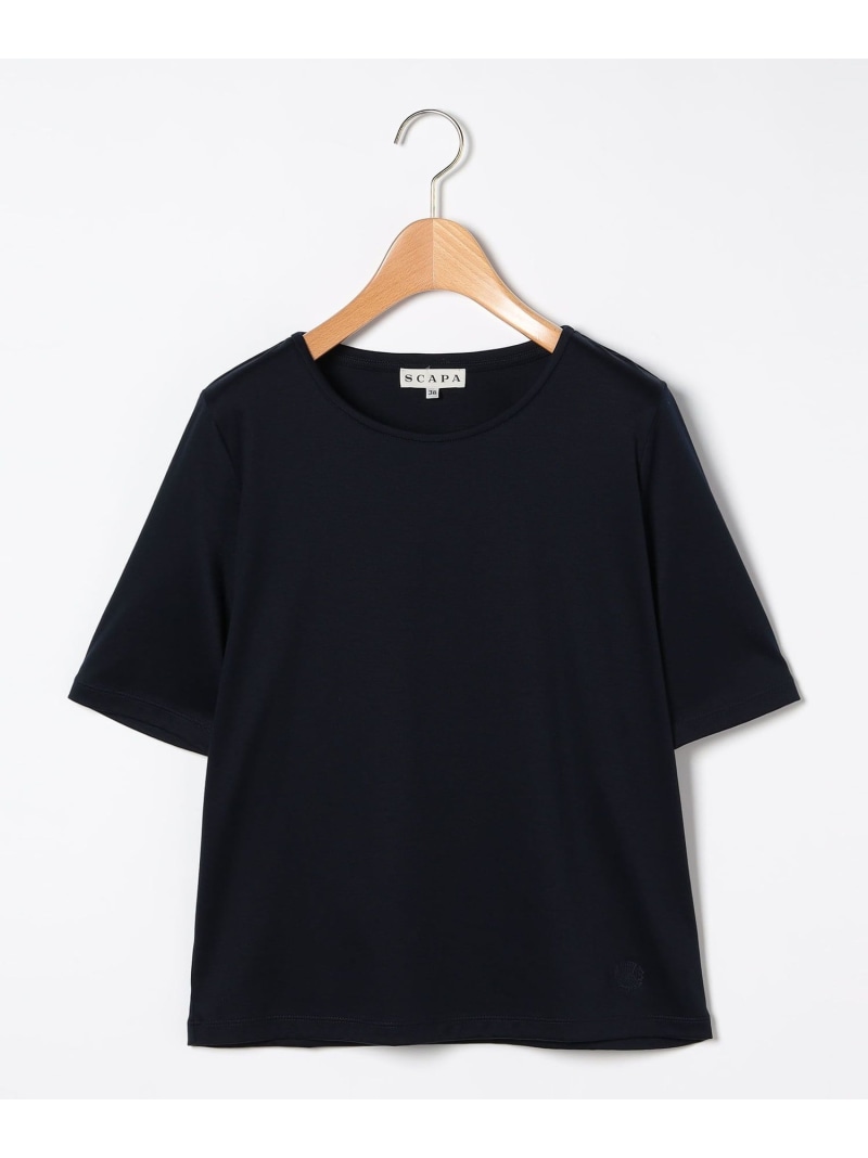 クリアスムースカットソー SCAPA スキャパ トップス カットソー・Tシャツ グレー ホワイト ネイビー ブラック【送料無料】[ Fashion]
