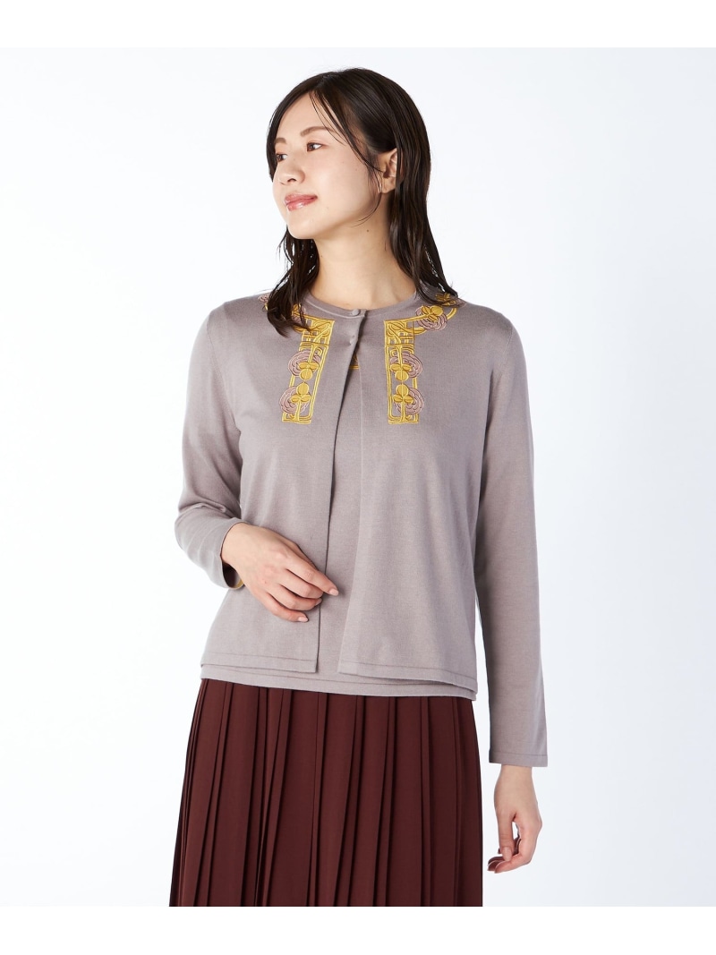 【SALE／50%OFF】【Lサイズ】V&Aエンブロイダリーニットカーディガン KEITH キース トップス ニット グレー【RBA_E】【送料無料】[ Fashion]