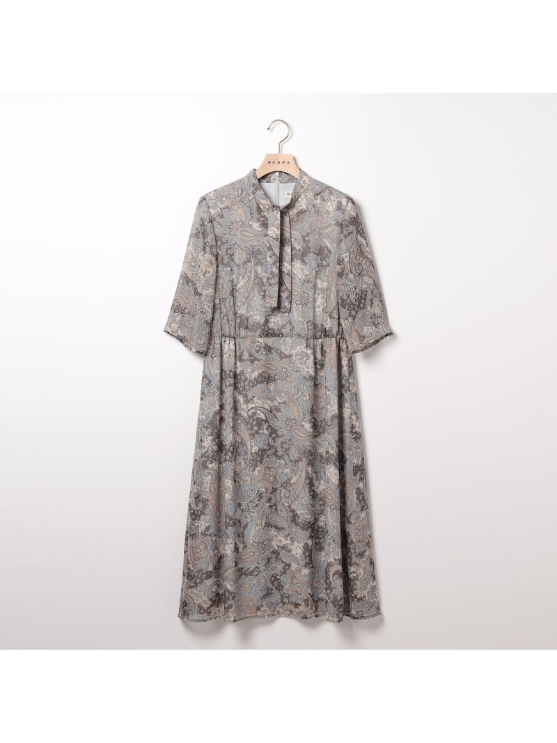 【SALE／61%OFF】サラサペーズリーワンピース SCAPA スキャパ ワンピース・ドレス ドレス ブルー オレンジ【RBA_E】【送料無料】[ Fashion]｜スキャパ／キース 20,328円
