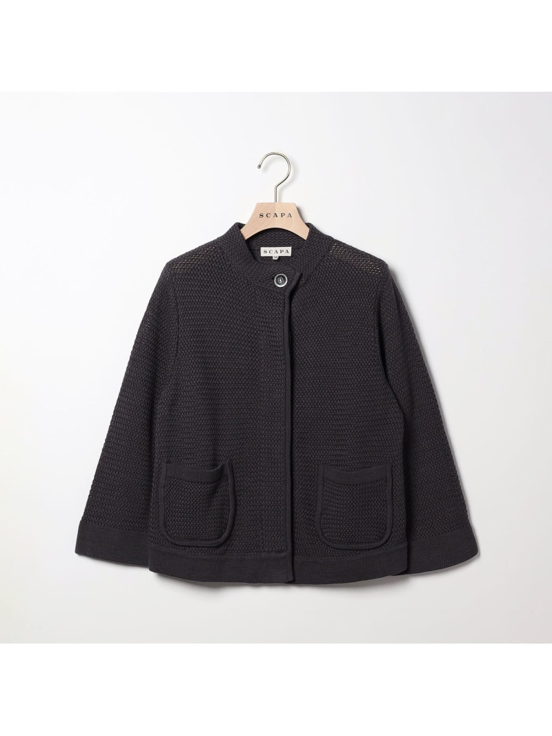 【SALE／50%OFF】カスタルニットジャケット SCAPA スキャパ トップス ニット グレー グリーン ホワイト【RBA_E】【送料無料】[ Fashion]