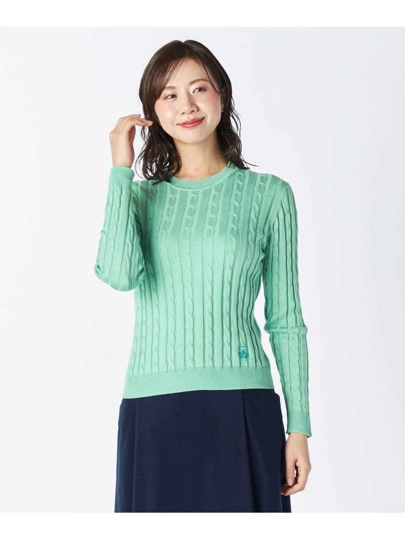 【SALE／50%OFF】【Lサイズ】ハイゲージケーブルニットプルオーバー KEITH キース トップス ニット ネイビー イエロー グリーン ピンク【RBA_E】【送料無料】[ Fashion]｜スキャパ／キース