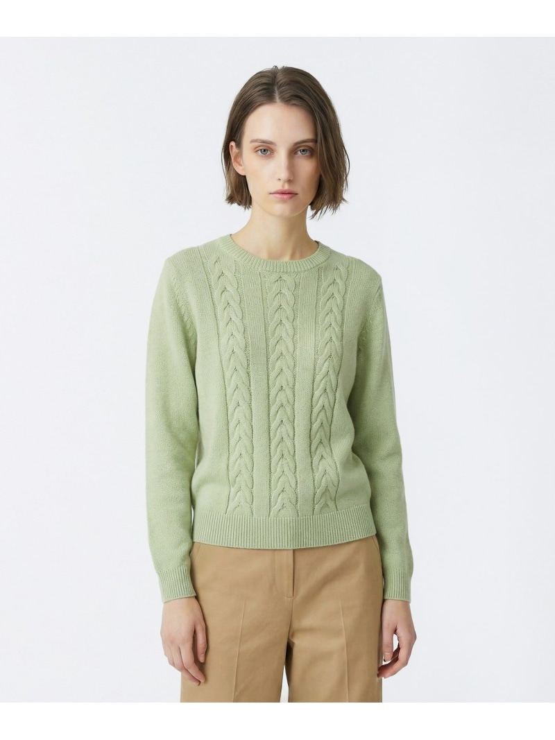 アソートコットンプルオーバーニット SCAPA スキャパ トップス ニット ホワイト グリーン【送料無料】[ Fashion]
