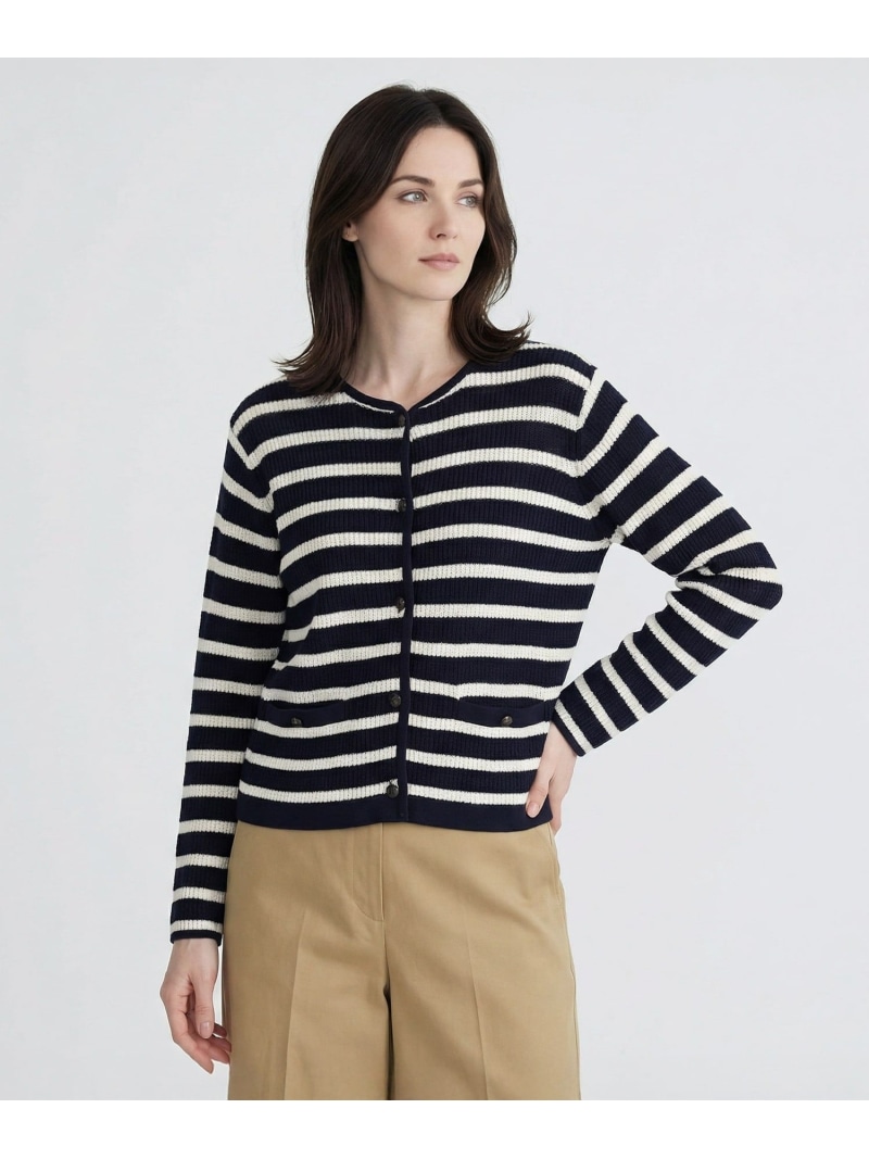 アソートコットンハオリニット SCAPA スキャパ トップス ニット グリーン ホワイト ネイビー【送料無料】[ Fashion]