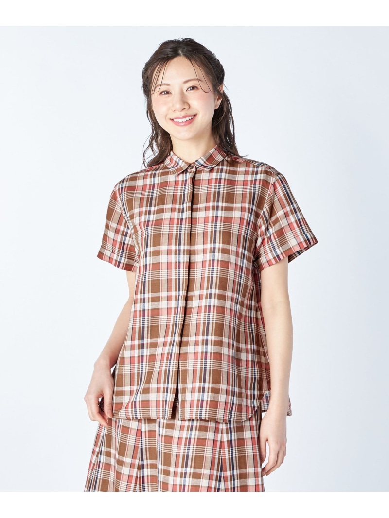 マドラスチェックシャツブラウス KEITH キース トップス シャツ・ブラウス ブルー ブラウン【送料無料】[ Fashion]｜スキャパ／キース