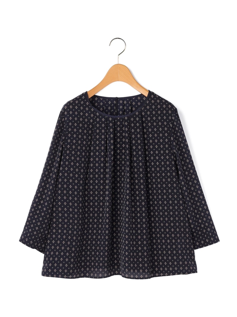 【Lサイズ】ジオメトリックパターンブラウス KEITH キース トップス シャツ・ブラウス ベージュ ネイビー【送料無料】[ Fashion]