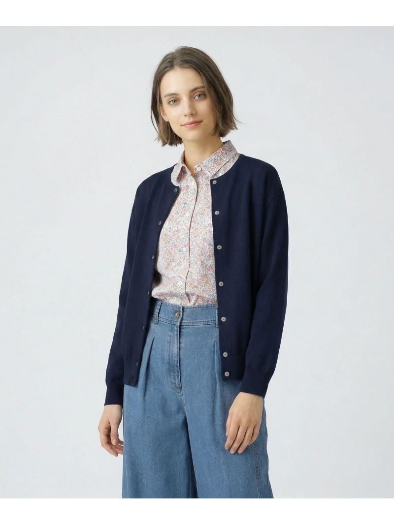 コネクトニットハオリ SCAPA スキャパ トップス ニット ネイビー グレー【送料無料】[ Fashion]