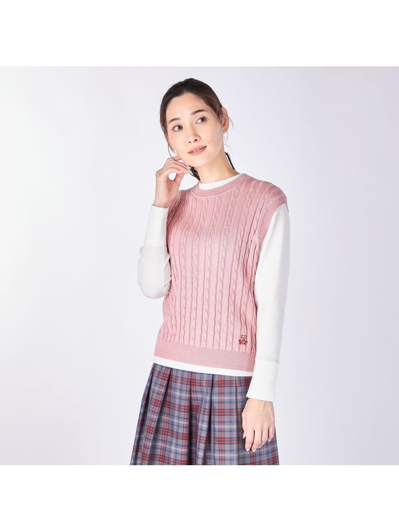 【SALE／33%OFF】ハイゲージケーブルニットベスト KEITH キース トップス ニット ピンク ホワイト ネイビー【RBA_E】【送料無料】[ Fashion]｜スキャパ／キース