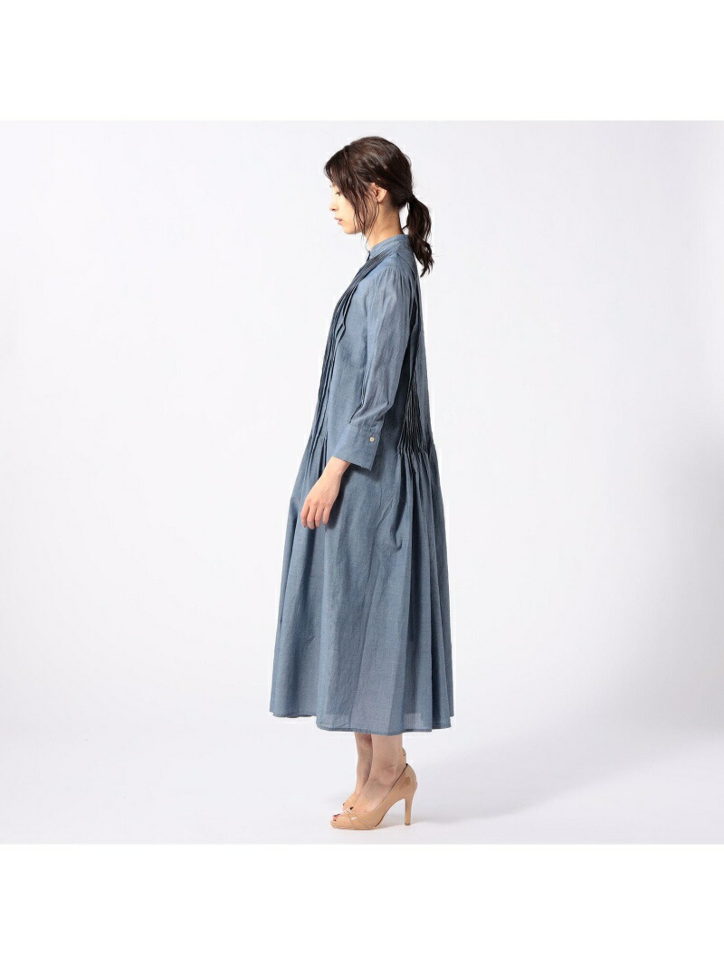 シャンブレーデニムワンピース Scapa スキャパ ワンピース ワンピースその他 ブルー ネイビー 送料無料 Rakuten Fashion septicin Com