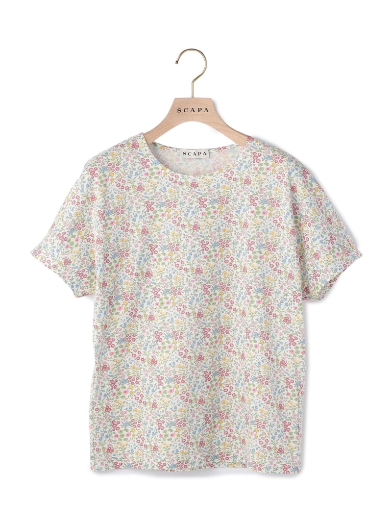 Liberty Printシャインカットソー SCAPA スキャパ トップス カットソー・プルオーバー 赤いこと 青色【貨物輸送無料】[ Fashion]