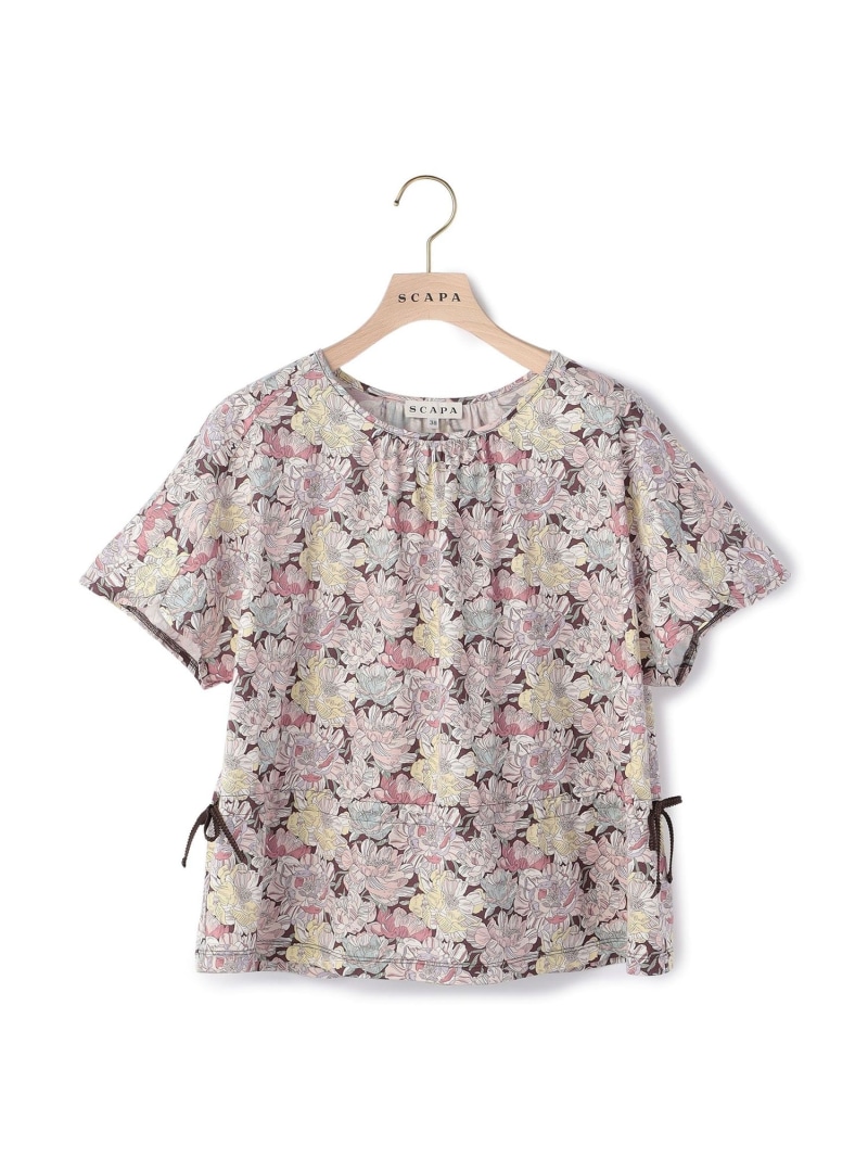 Liberty Printバーンカットソー SCAPA スキャパ トップス カットソー・プルオーバー 赤いこと【貨物輸送無料】[ Fashion]