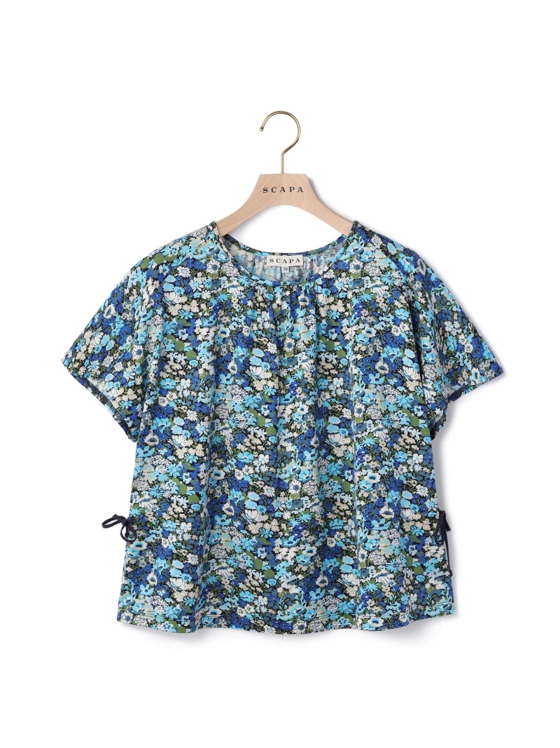 Liberty Printフローラカットソー SCAPA スキャパ トップス カットソー・プルオーバー 青色【貨物輸送無料】[ Fashion]