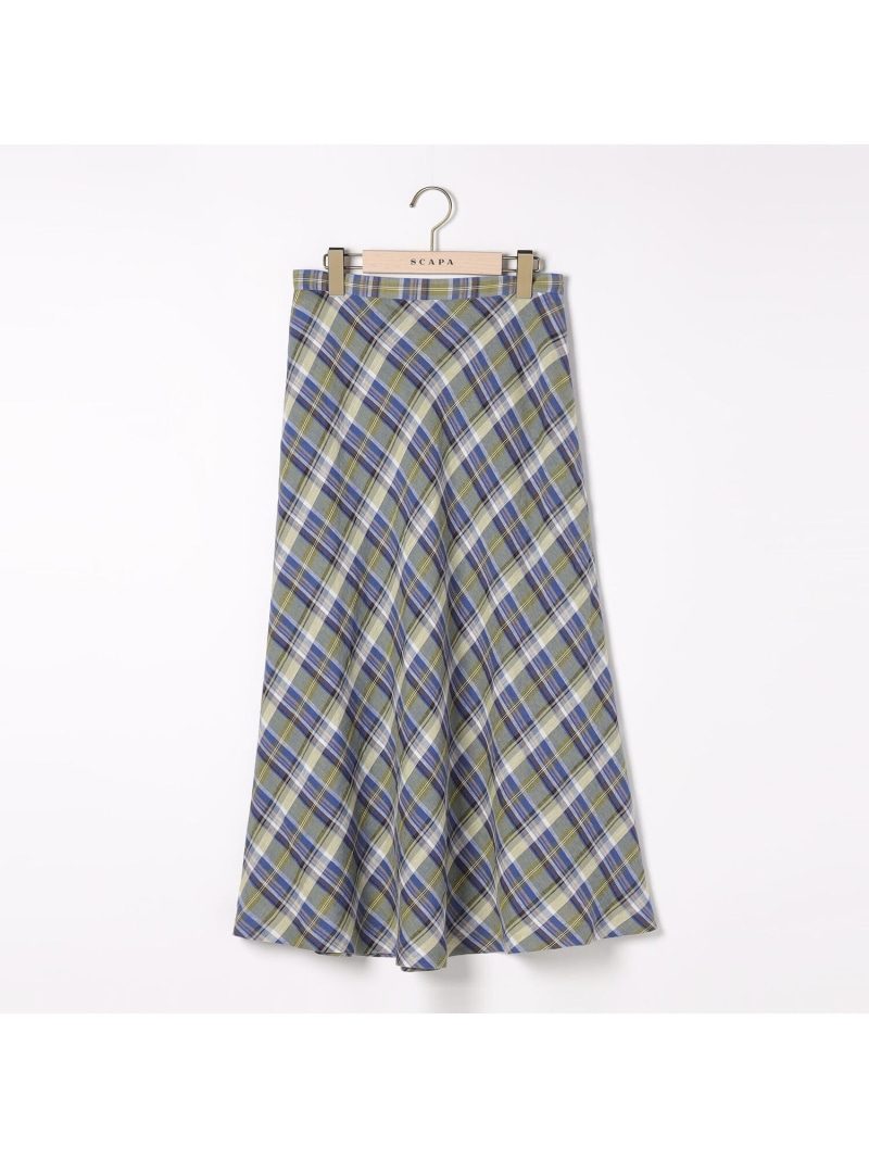 【SALE／56%OFF】リネンチェックスカート SCAPA スキャパ スカート その他のスカート レッド ブルー【RBA_E】【送料無料】[ Fashion]｜スキャパ／キース