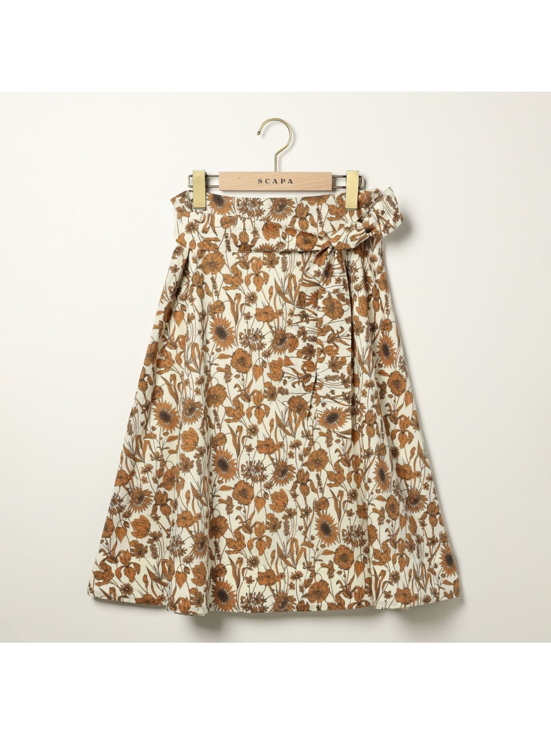 【SALE／51%OFF】Liberty Printモノフラワースカート SCAPA スキャパ スカート その他のスカート ベージュ【RBA_E】【送料無料】[ Fashion]