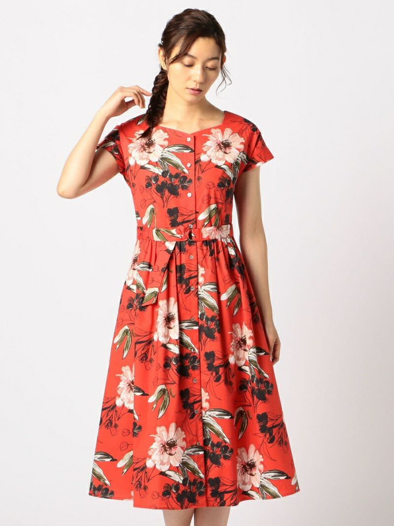 レディースファッション ワンピース 定番のお歳暮 冬ギフト ビンダポプリンフラワーワンピース Scapa Fashion レッド 送料無料 Rakuten ワンピースその他 ワンピース スキャパ Coloradomaternalmentalhealth Org