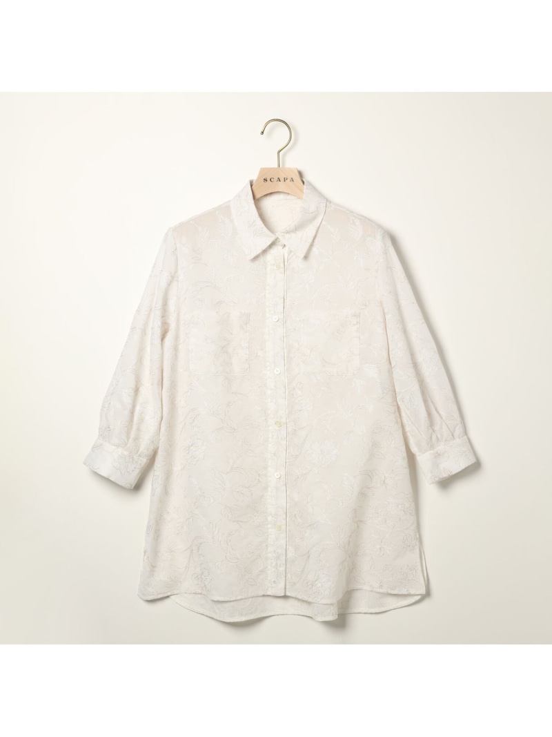【SALE／40%OFF】フラワーエンブロイダリーブラウス SCAPA スキャパ トップス シャツ・ブラウス ネイビー ホワイト【RBA_E】【送料無料】[ Fashion]