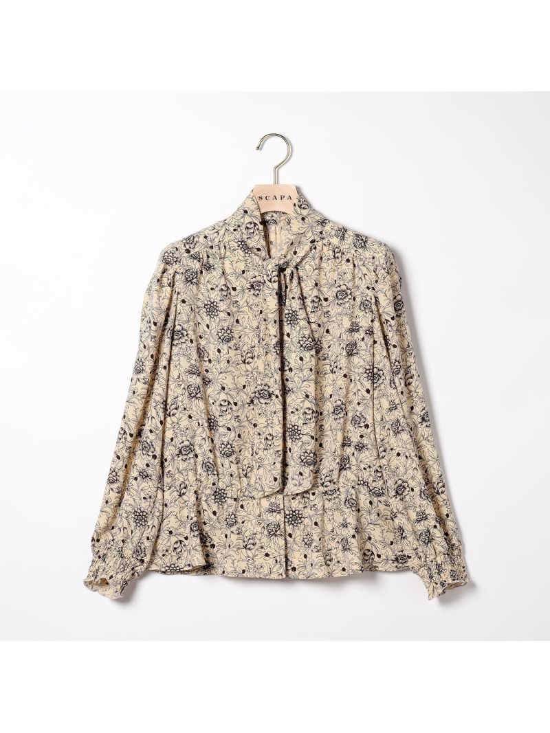 【SALE／30%OFF】スマートフラワー長袖ブラウス SCAPA スキャパ トップス シャツ・ブラウス ネイビー ベージュ【RBA_E】【送料無料】[ Fashion] 20,790円
