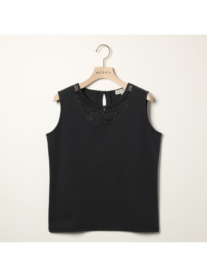 【SALE／36%OFF】エンブロジャージノースリーブカットソー SCAPA スキャパ トップス カットソー・Tシャツ ネイビー ホワイト【RBA_E】【送料無料】[ Fashion] 13,376円