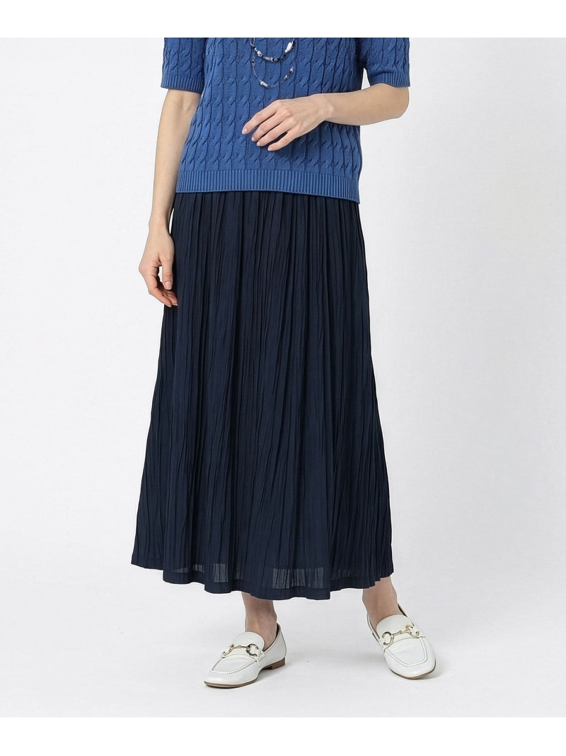 リンクルローンスカート SCAPA スキャパ スカート その他のスカート ホワイト ネイビー【送料無料】[ Fashion]