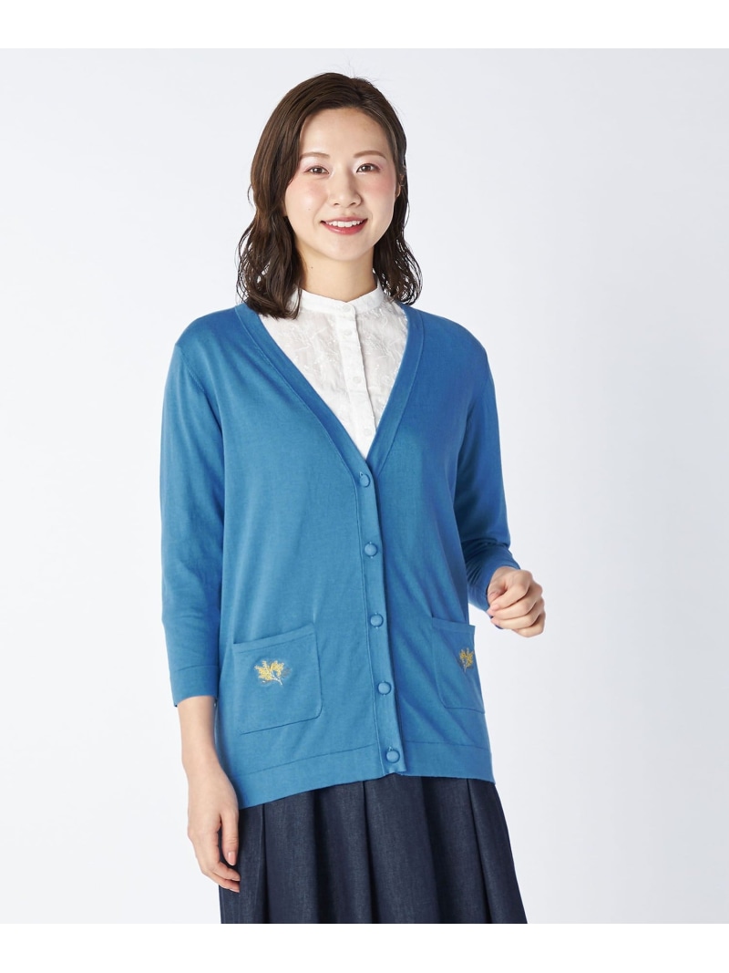 【SALE／53%OFF】【Lサイズ】Mimosa Motifニットカーディガン KEITH キース トップス ニット イエロー ホワイト ブルー【RBA_E】【送料無料】[ Fashion]｜スキャパ／キース