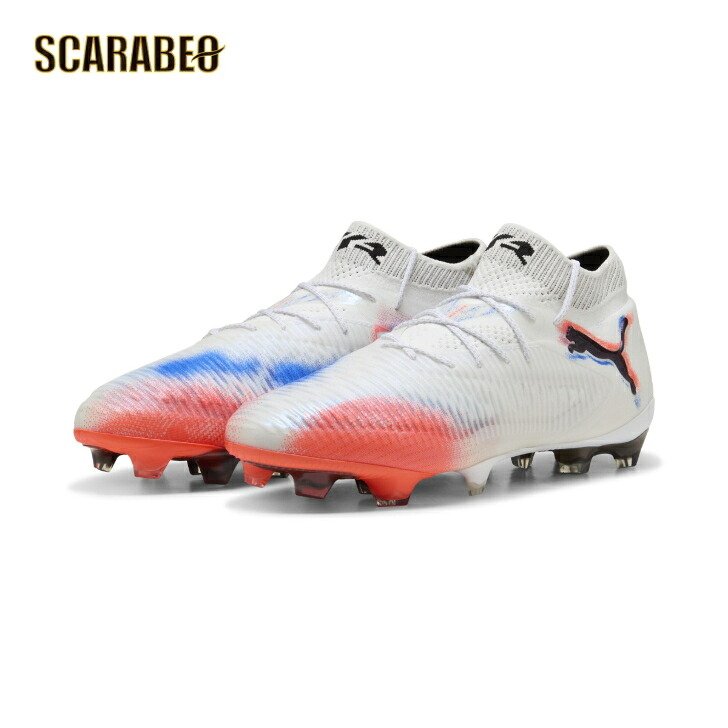 PUMA プーマ フューチャー 8 アルティメット FG/AG [UNTAMED PACK] サッカースパイク 天然芝・人工芝用 25AW ホワイト&times;ブラック&times;レッド 108581-01｜スポーツショップSCARABEO