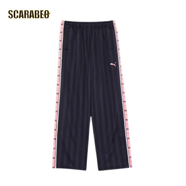 ピューマ PUMA メンズ 形づくる 影ぼうし 縞模様 編み物 ズボン下 527755 71 New Navy-Geranium Pink シャドウキャットストライプ プルオーバー ボトムス レトロ セットアップ相応う 527755-71
