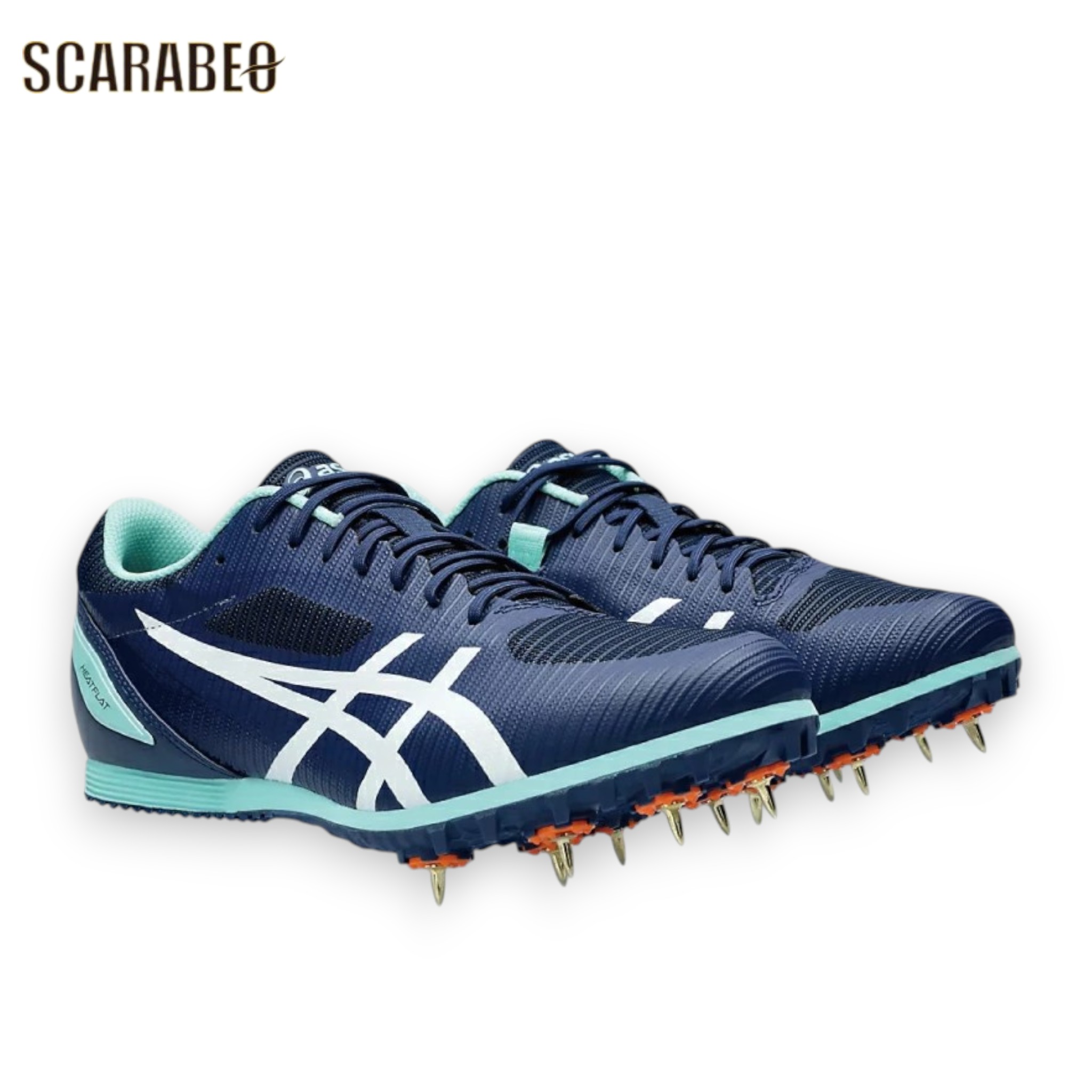 ASICS アシックス 陸上スパイク HEATFLAT 12 メンズ レディース 100m 1500m ハードル 跳躍種目 オールウェザー 土トラック対応 初心者 中級者 トレーニング用 スプリントスパイク Blue Expanse White 1093a195-400