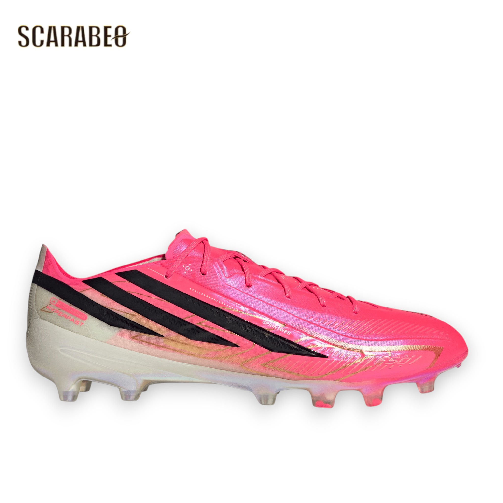 アディダス F50 ハイパーファスト ELITE AG サッカースパイク 人工芝専用 ピンク ブラック ゴールド adidas F50 HYPERFAST ELITE AG ki9129｜スポーツショップSCARABEO
