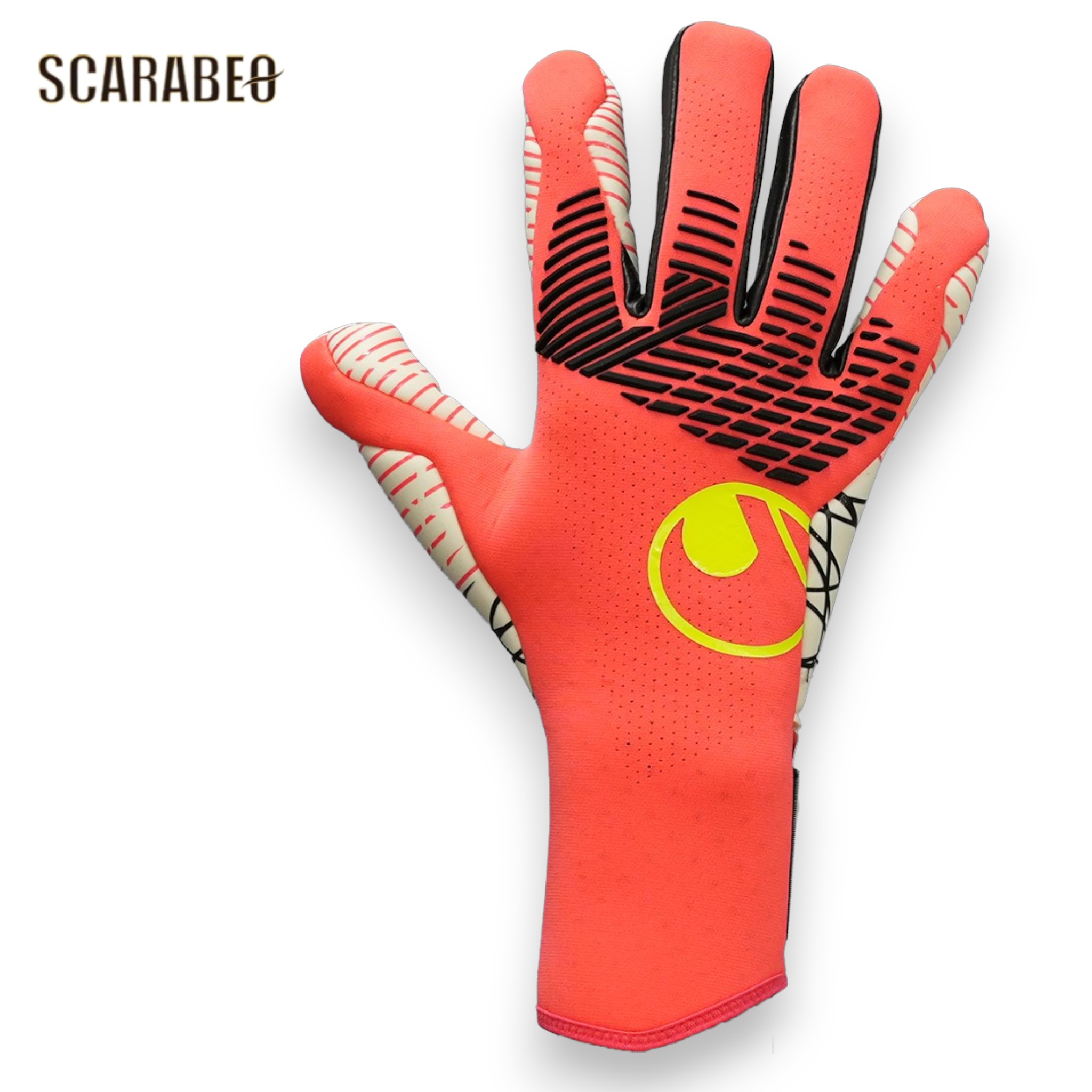 ウールシュポルト ファングマシーネ ZNE ウルトラグリップ ハーフネガティブ キーパーグローブ uhlsport GKグローブ フローレッド 1011408|スポーツショップSCARABEO