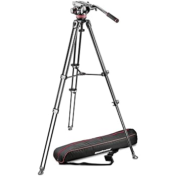 【中古】Manfrotto MVK502AM-1 専門的 流動体録画媒体取り合わせ 軽銀三脚 望遠鏡付き添い人ツインレッグ(黒いこと)