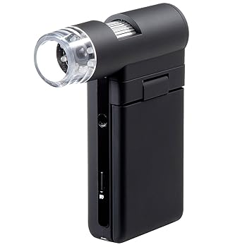 【中古】［非常に良い］サンワダイレクト デジタル顕微鏡 マイクロスコープ 最大300倍 500万画素 片手で操作・手軽に撮影【肌チェック/生物観察/細かい部品チェックに】