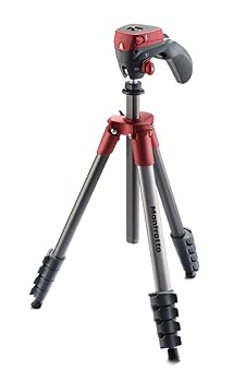 【中古】Manfrotto 三脚 COMPACT Action フォト・ムービーキット レッド アルミ 5段 MKCOMPACTACN-RD