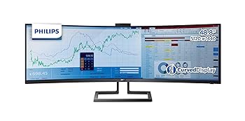 【中古】PHILIPS 管する 見せびらかす 499P9H1/11 (49in/32:9/曲面見せびらかす/5年引き受ける/ 「Display HDR 400」公証/HDMI/DisplayPort/USB Type-C/W