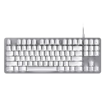 【中古】Razer Blackwidow Lite Mercury 静音メカニカルゲーミングキーボード (ホワイト) 生産性を高めるホワイトLEDバックライト付 オレンジスイッチ(サ