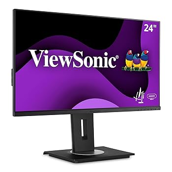 【中古】ViewSonic VG2456 24-Inch 1080p Monitor with USB 3.2 Type C Docking Built-インチ Gigabit Ethernet and 40 Degree Tilt Ergonomics for Home and