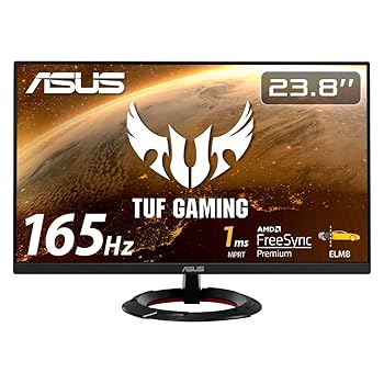 【中古】ASUS ゲーミングモニター TUF Gaming VG249Q1R 23.8in/盛りだくさん固定ディスク/IPS/165サイクル/1ms/HDMI×2 DP/FreeSync/ELMB/ステレオ金棒引き/3年引き受ける