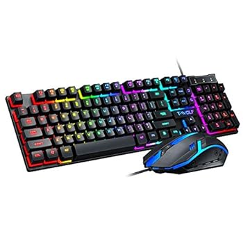 【中古】サンダーウルフ TF200 有線USBキーボードとマウスセット ゲームキャラクター 夜光キーボードとマウス