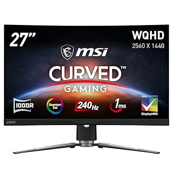 【中古】MSI 湾曲ゲーミングモニター MPG ARTYMIS 273CQRX-QD 27インチ/WQHD/VAパネル/240Hz/1ms/湾曲率1000R/量子ドット/KVMスイッチ機能/HDR400対応/Fr｜スカーレット2021