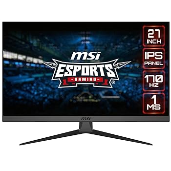 【中古】MSI G2722 27in ゲーミングモニター 1920x1080(FHD) IPS 1ms 170サイクル FreeSync Premium HDMI Displayport 傾斜角度 黒いこと