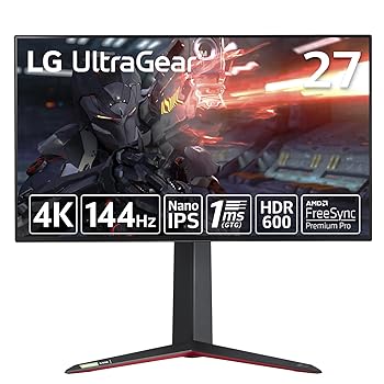 【中古】LG ゲーミングモニター UltraGear 27GP95RP-B 27in/4K/Nano IPS/1ms(GTG)/144サイクル/HDMI 2.1相応う/G-SYNC Compatible,FreeSync Premium Pro/Vesa