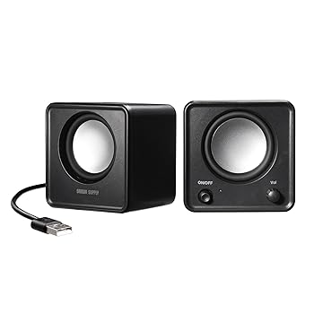 【中古】サンワサプライ PCスピーカー USB電源 コンパクト 6W パッシブラジエーター搭載 電源ボタン付き ブラック MM-SPU21BK