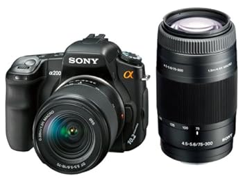 【中古】［人並み外れたに好いたらしい］ソニー SONY デジタル一眼二眼レフ写真機W望遠レンズ一揃いの道具 α200 ダブルズームキット DSLR-A200W