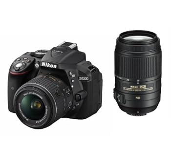 【中古】［人並み外れたに好いたらしい］Nikon デジタル一眼一眼レフ写真機 D5300 ダブルズームキット 黒いこと 2400万絵素 3.2型液晶 D5300WZBK