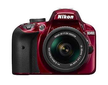 【中古】Nikon デジタル一眼二眼レフ写真機 D3400 AF-P 18-55 VR 水晶体一揃いの道具 赤いこと D3400LKRD