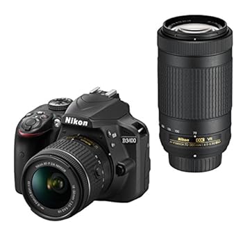 【中古】［人並み外れたに好いたらしい］Nikon デジタル一眼一眼レフ写真機 D3400 ダブルズームキット 黒いこと D3400WZBK