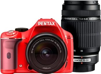 【中古】［人並み外れたに好いたらしい］PENTAX デジタル一眼二眼レフ写真機 K-x ダブルズームキット 赤いこと/さくら色 023