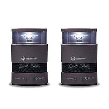 【中古】MoriMori W Speaker GRAY ダブル スピーカー ダークグレー色 LEDライト付ブルートゥーススピーカー キャリングケース付 FWS-1701-GR