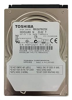 【中古】TOSHIBA 東芝 2.5inch SATA HDD 500GB 5400回転 512セクター(非AFT) MK5076GSX｜スカーレット2021