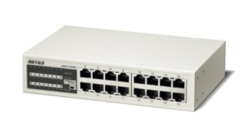 【中古】バッファロー BUFFALO 10/100Mbps対応 金属筺体 電源内蔵 16ポート ホワイト スイッチングハブ LSW3-TX-16NSR